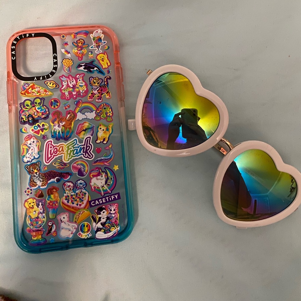 Bundle of IPhone 11 Lisa Frank Case and Sunglasses